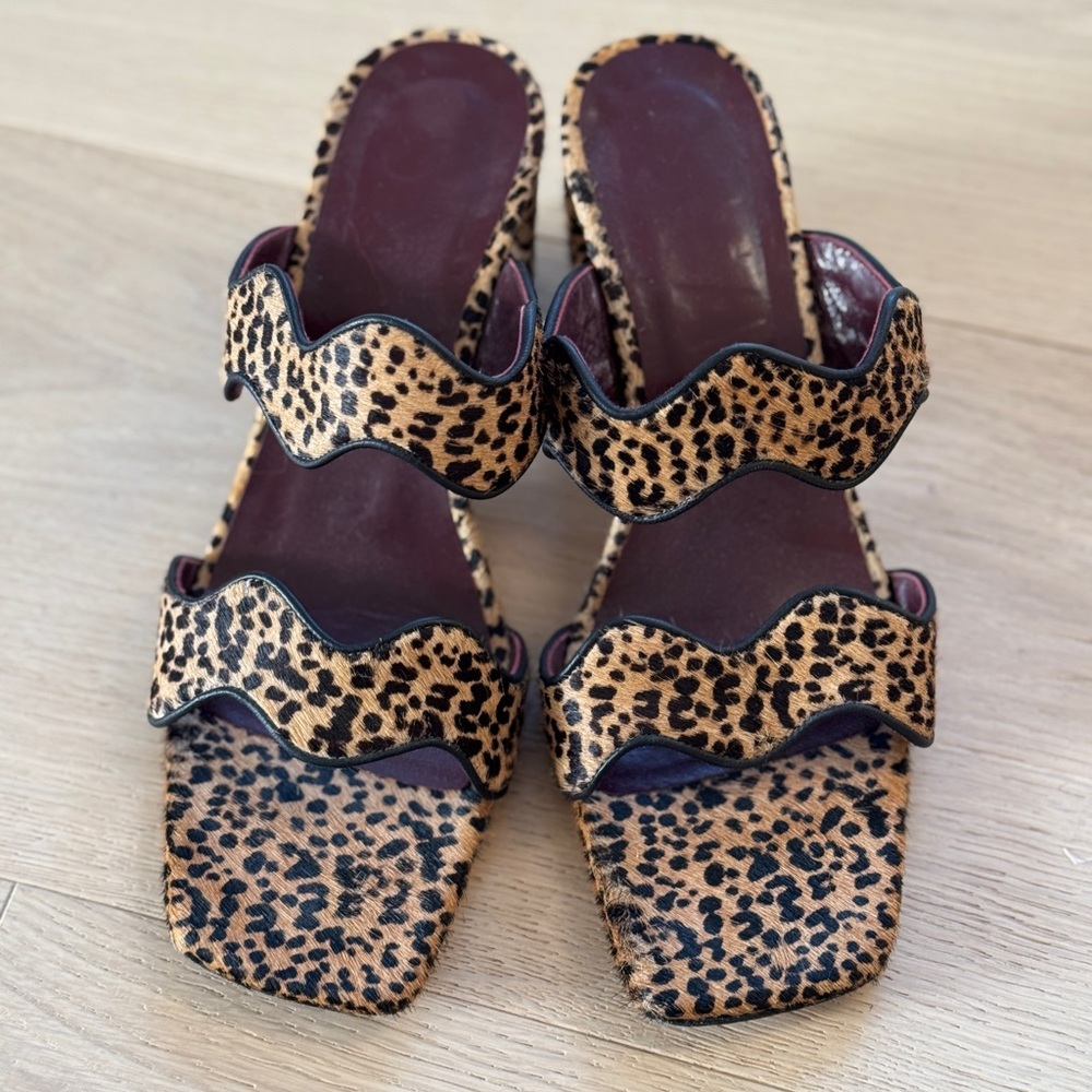 STAUD Leopard Print Sandals